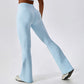 High waist solid color casual flared pants