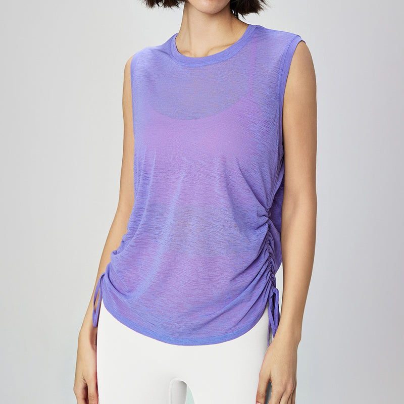 Breathable loose crewneck sleeveless sports tops