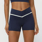 Contrasted Color cross V-waist exercise yoga shorts