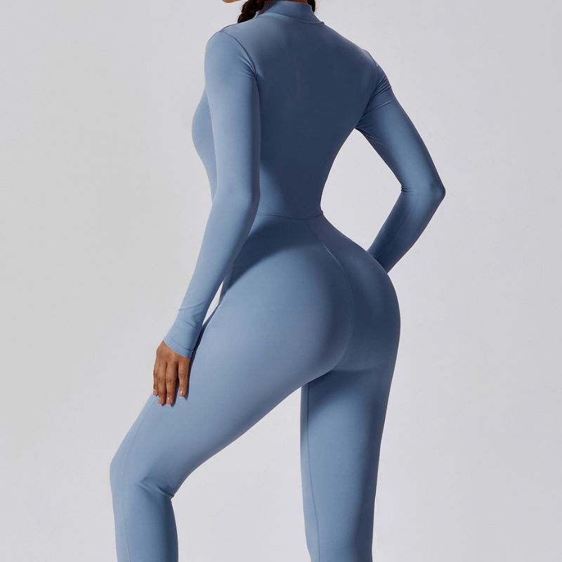 Long sleeve zipper fitness bodysuit