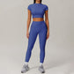 Quick-Dry Short sleeve sports crop top + High-waist legging 2-piece set