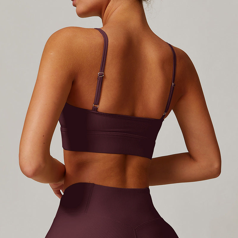 Thin straps solid color sports Bra