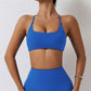 Solid color thin suspender back cross sport bra