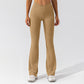 High-waist solid color flared pants