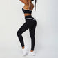 Contrasted Color nude sports and leisure fitness bra + legging set