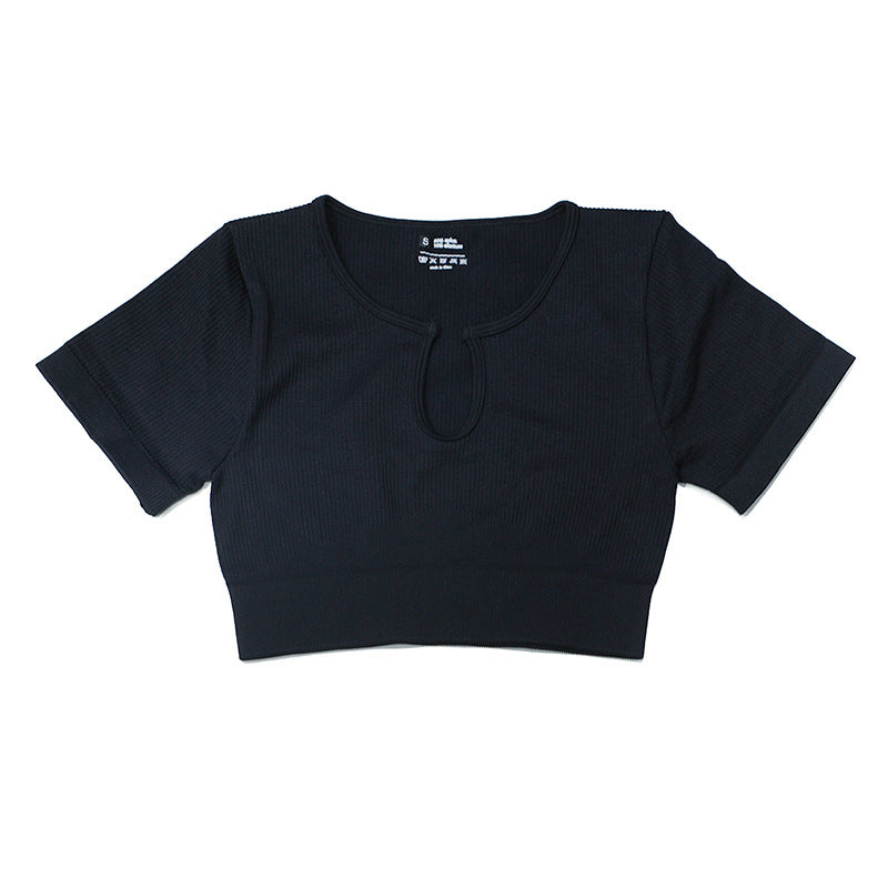 Solid short-sleeved sports top
