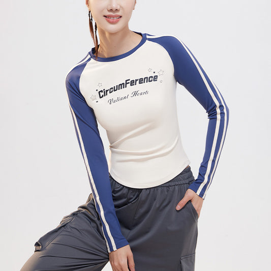 Quick-Dry Long Sleeve High Stretch Colorblock Sports T-Shirt