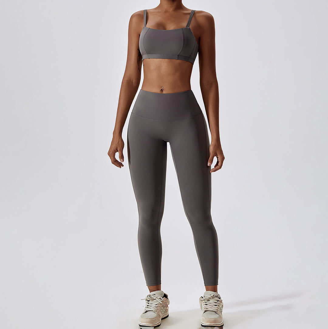 Breathable quick-drying bra & sports leggings 2-piece set