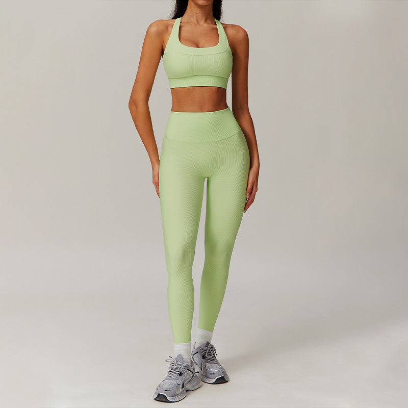 Quick-Dry Racerback Sports Bra + High-Waist Legging 2-Piece Set