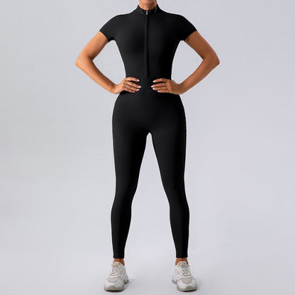 Short-sleeved fitness sports tight Jumpsuits