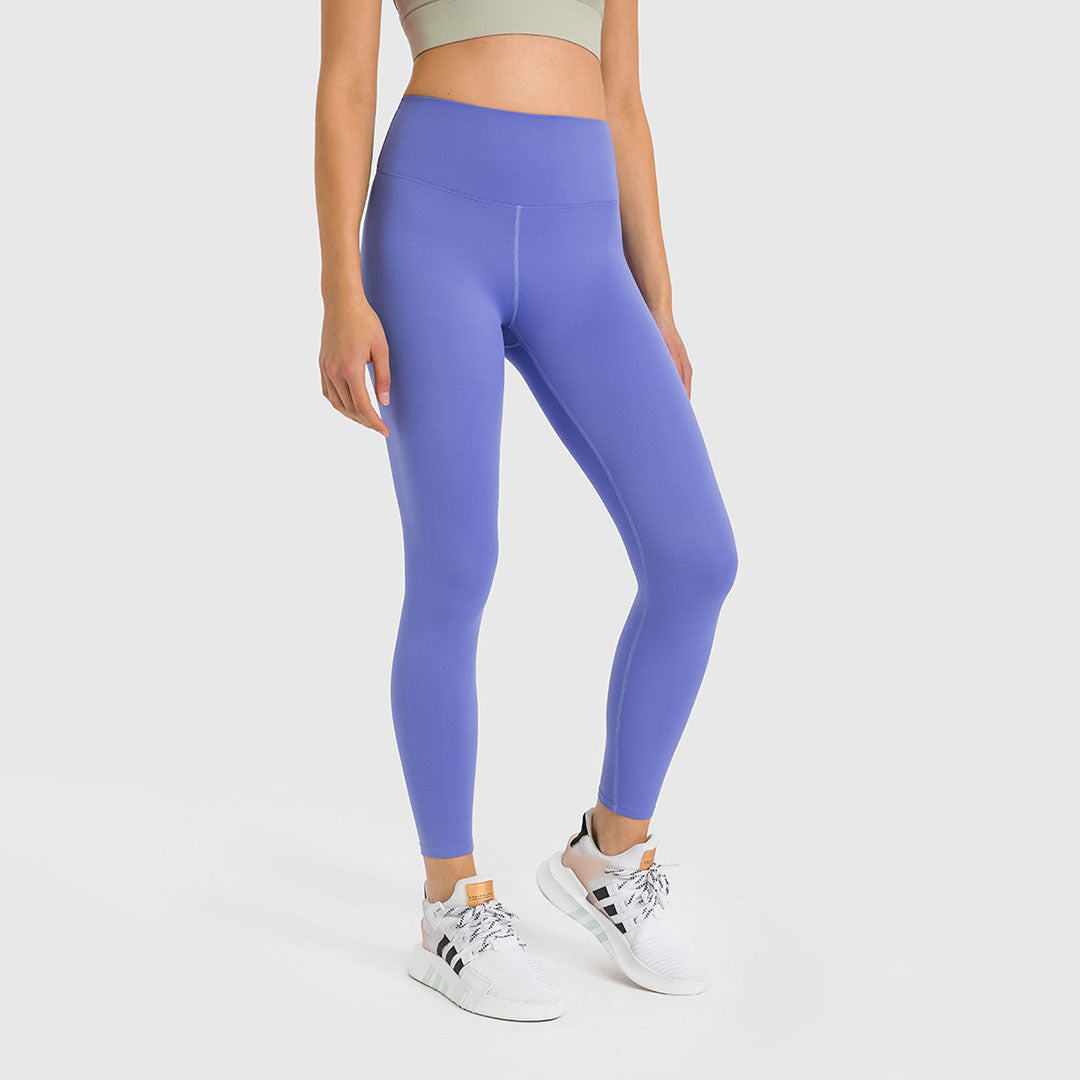 Legging de yoga extensible brossé de couleur unie