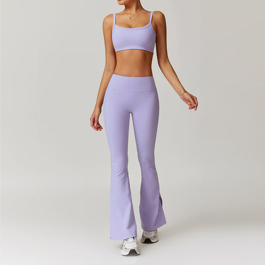 Ultra-Soft Thin Straps Sports Bra + Flared Leg Pants Set