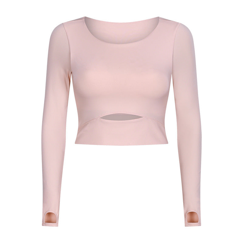 Solid color long-sleeved tight-fitting top