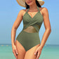 One Piece Solid Color Mesh Bikini