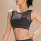 Mesh double layer detachable double strap sports bra