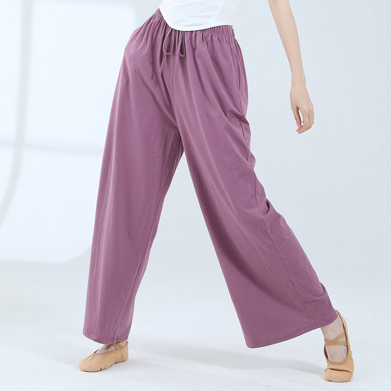 Solid loose lace-up casual pants