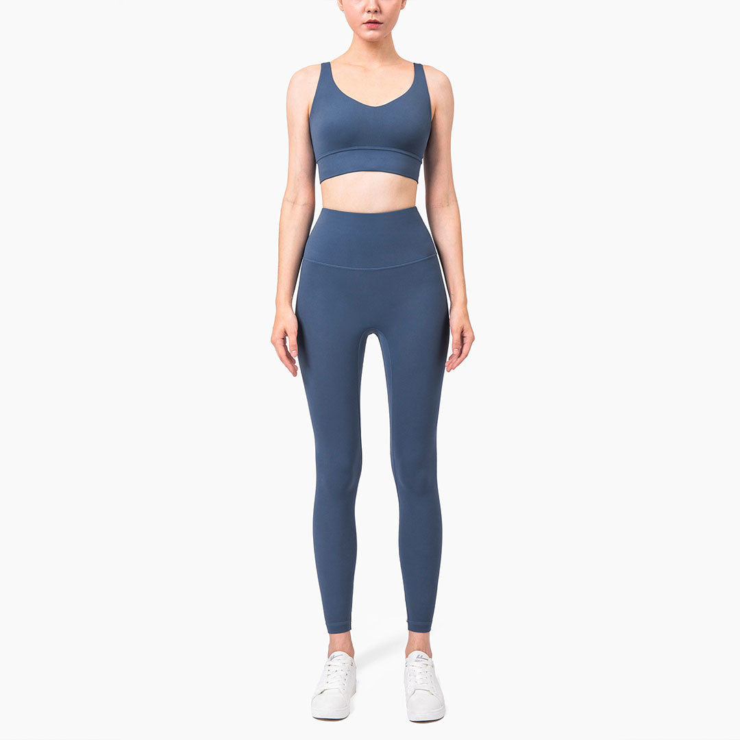 Solid color sports bra + Legging two-piece set