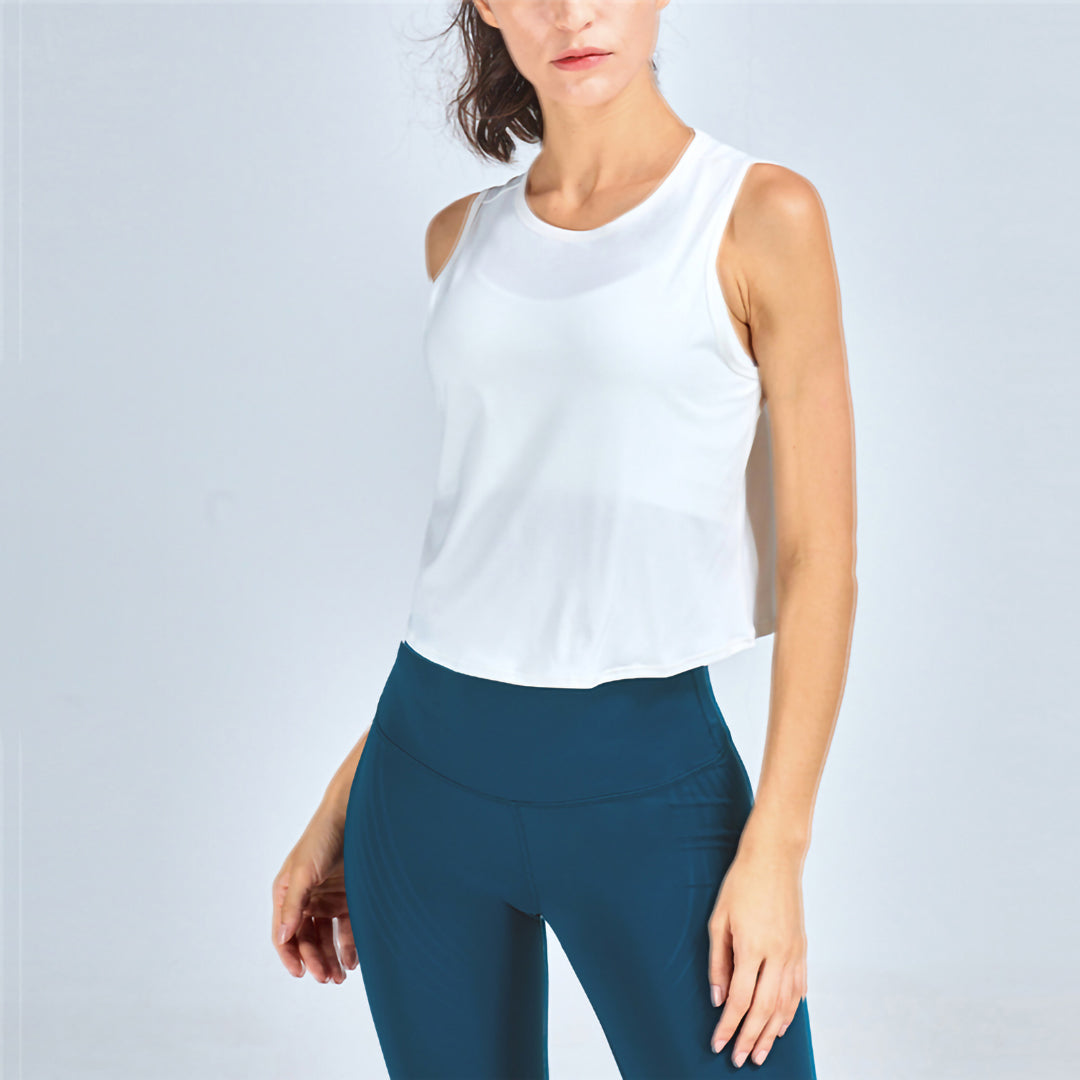 Solid color cropped sports tank tops