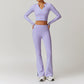 Nude Outdoor Sports Long Sleeve Top + High-Waisted Flared Leg Pants Set