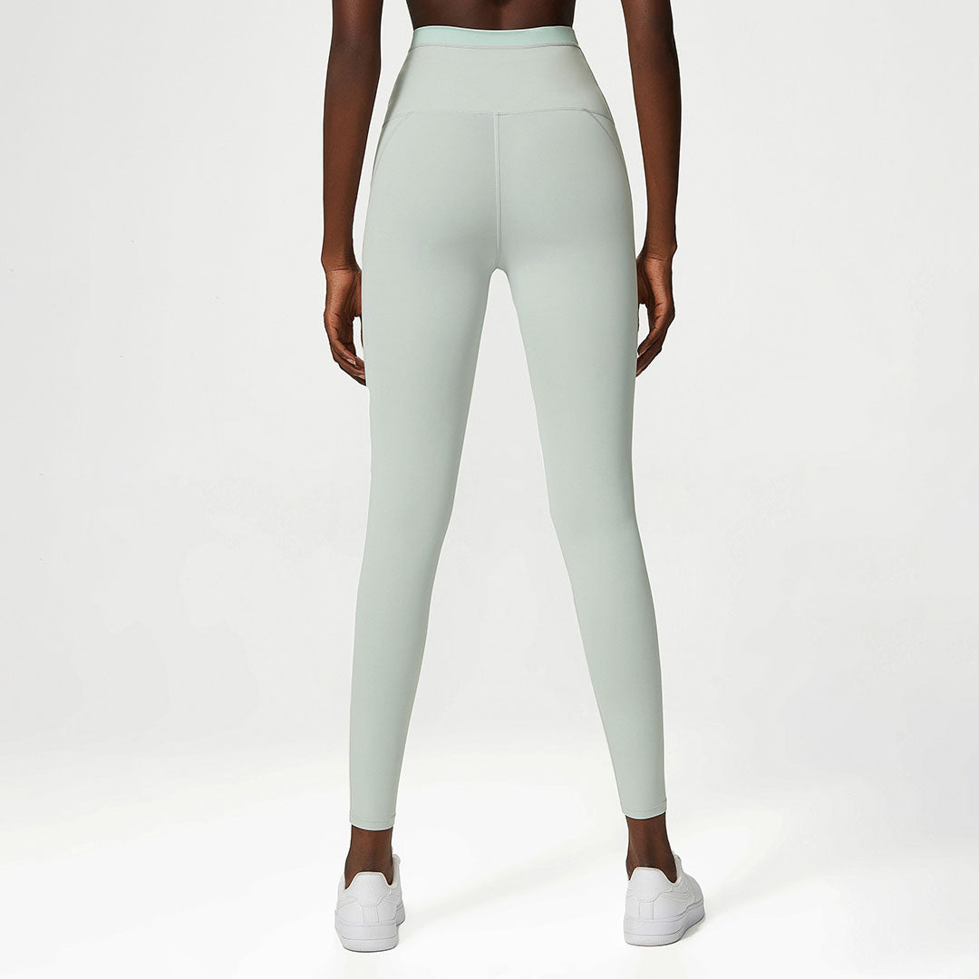 Solid color anti-curl high-waist yoga pants