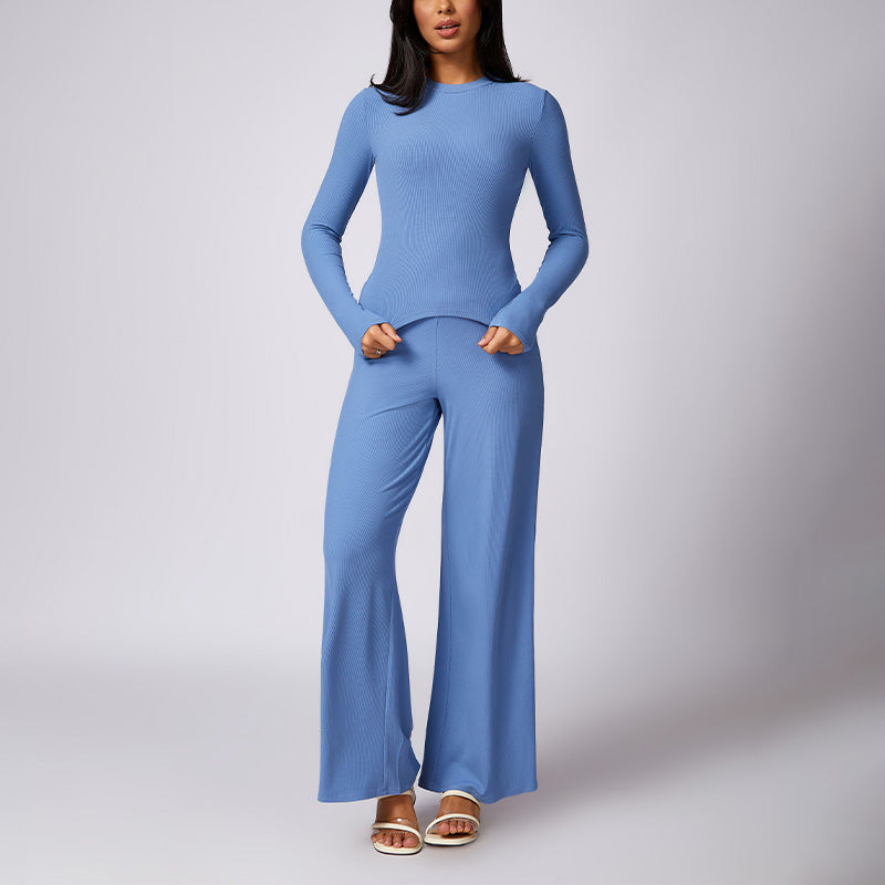 Crewneck skinny long-sleeved top & pants sets