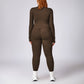 Plus Size Quick Dry Zip-Up Sports Long Sleeve + legging 2-piece set