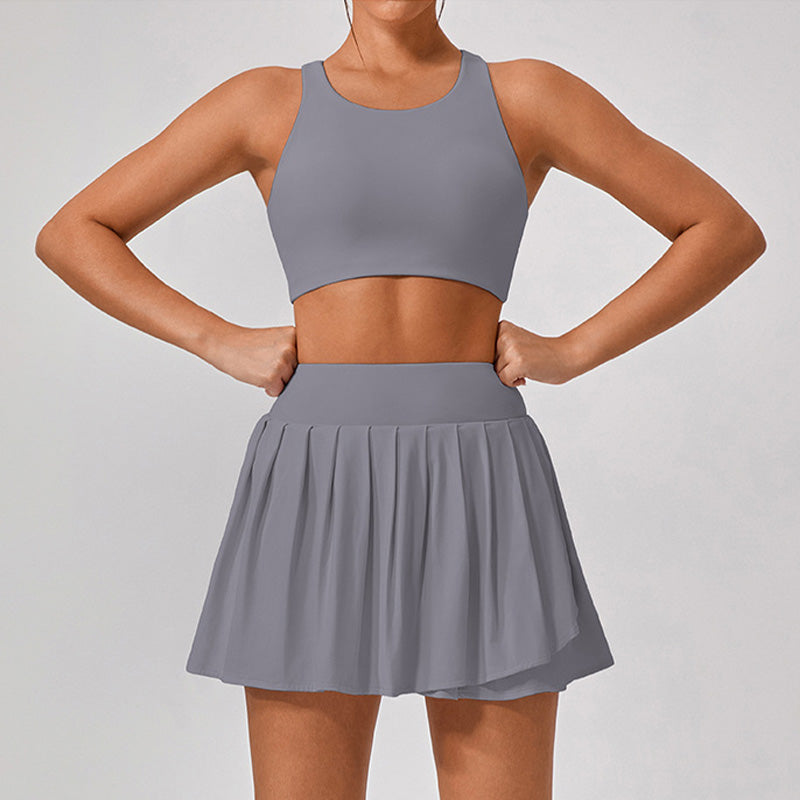 Quick Dry Breathable Tank Top Bra + Sports Skirts 2-piece Set