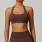 Seamless halter and backless sports bra