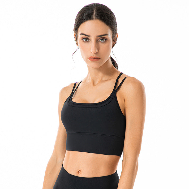 Double Shoulder Straps Shockproof Push Up Sports Bra