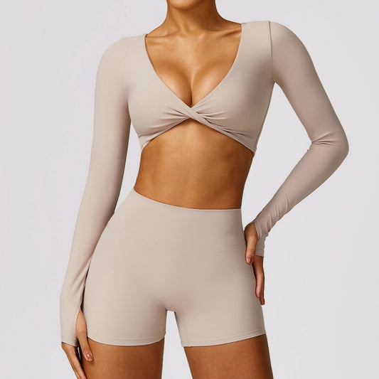 Quick-drying tight-fitting long-sleeved yoga bra