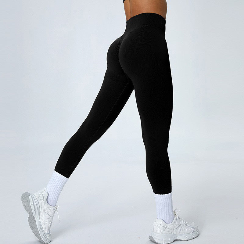 Seamless fitness hip lift running leggings