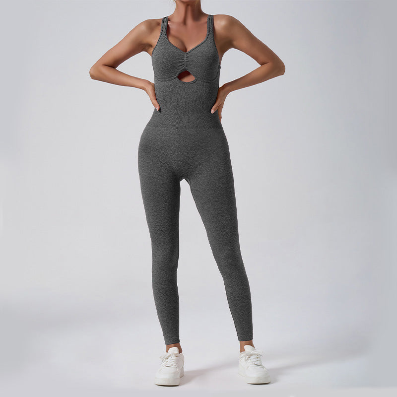 breathable cross back V-shape neck jumpsuits