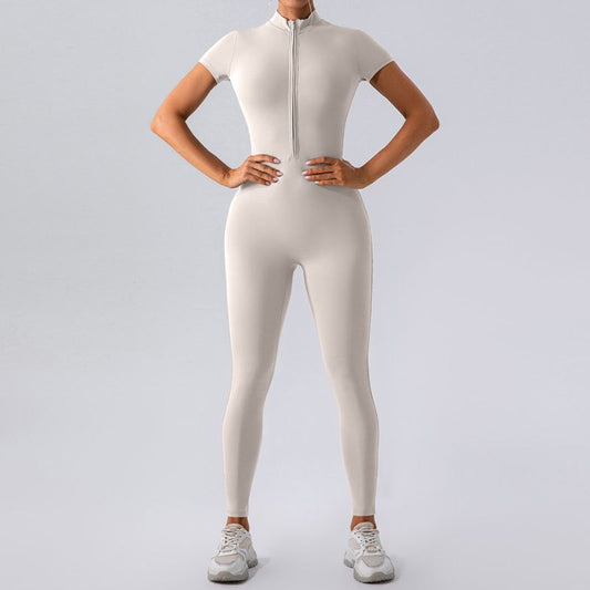 Short-sleeved fitness sports tight Jumpsuits