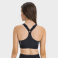 Solid color panels for a high-intensity sports bra