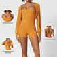 Thin Straps High Stretch Fitness Jumpsuits + Shawl Sports Top 2-Piece Set