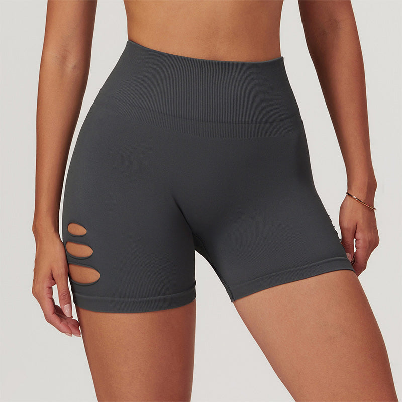 Ultra-Soft Seamless High Waist Ripped Hole Shorts