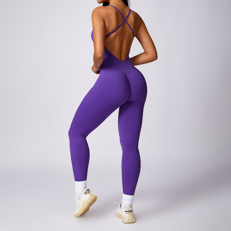 Cut-out beautiful back seamless sports bodysuits