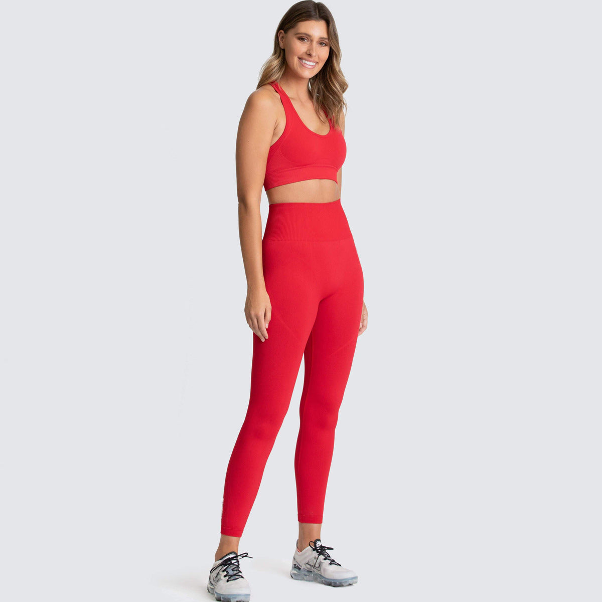 Solid color sports fitness 2-piece set