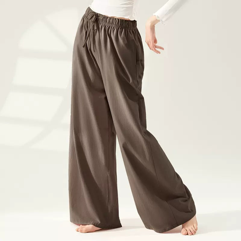 Solid loose lace-up casual pants