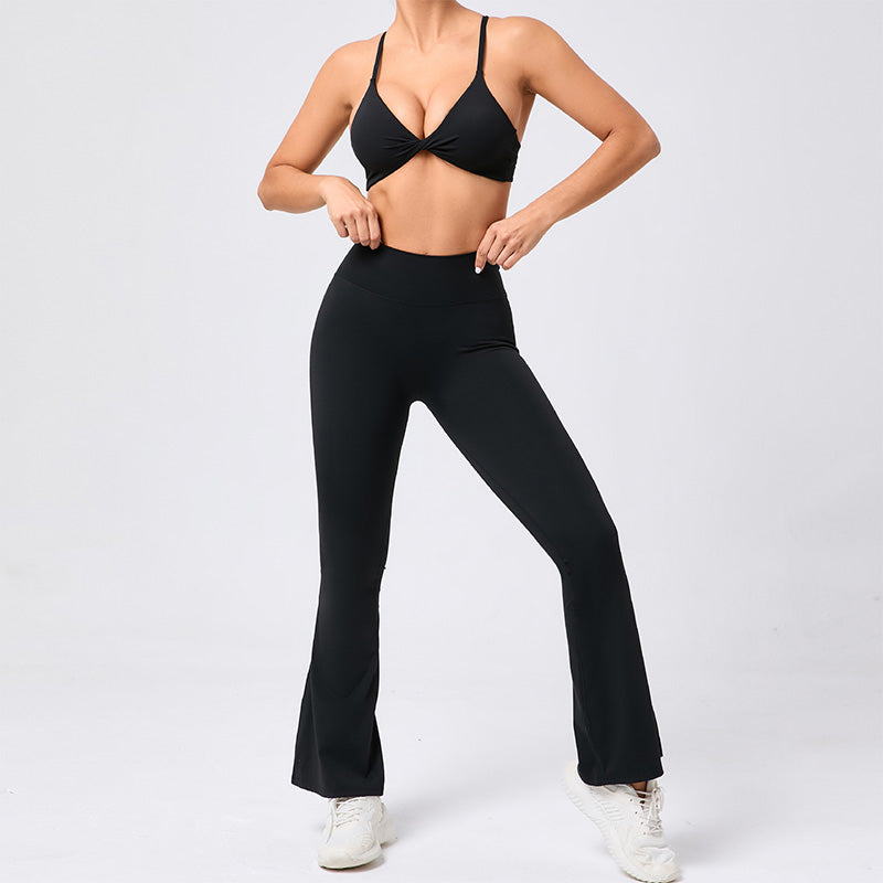 Adjustable bra & flared quick-drying pants sets