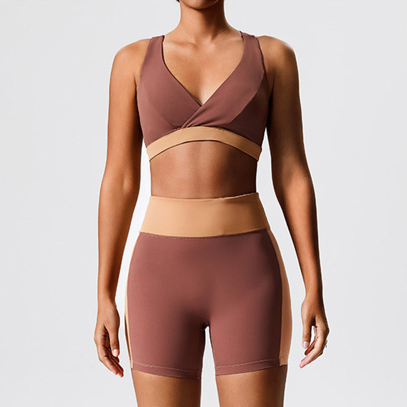 Ultra-soft V Neck Bra + Shorts Yoga Set