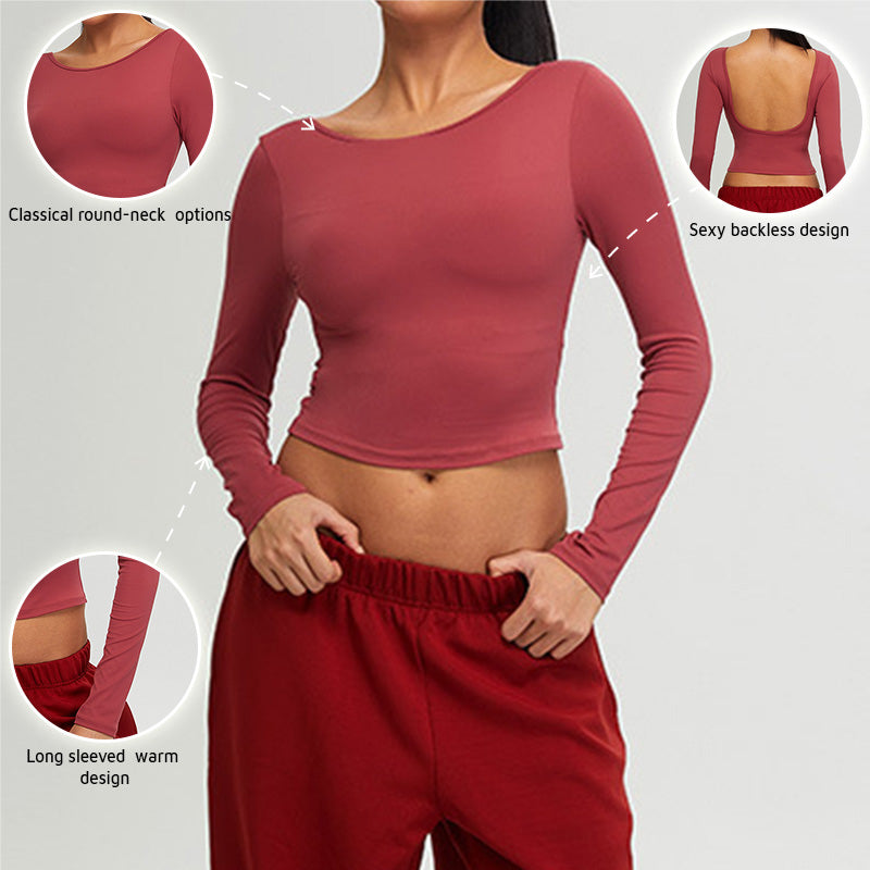 Autumn and winter long sleeved Backless yoga top