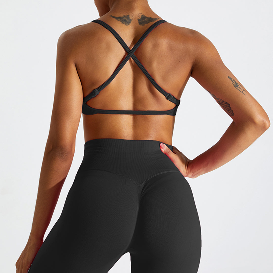 Soutien-gorge de sport de yoga croisé sans couture à séchage rapide