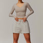 Quick-Dry long sleeve yoga top+ loose short 2 pieces set