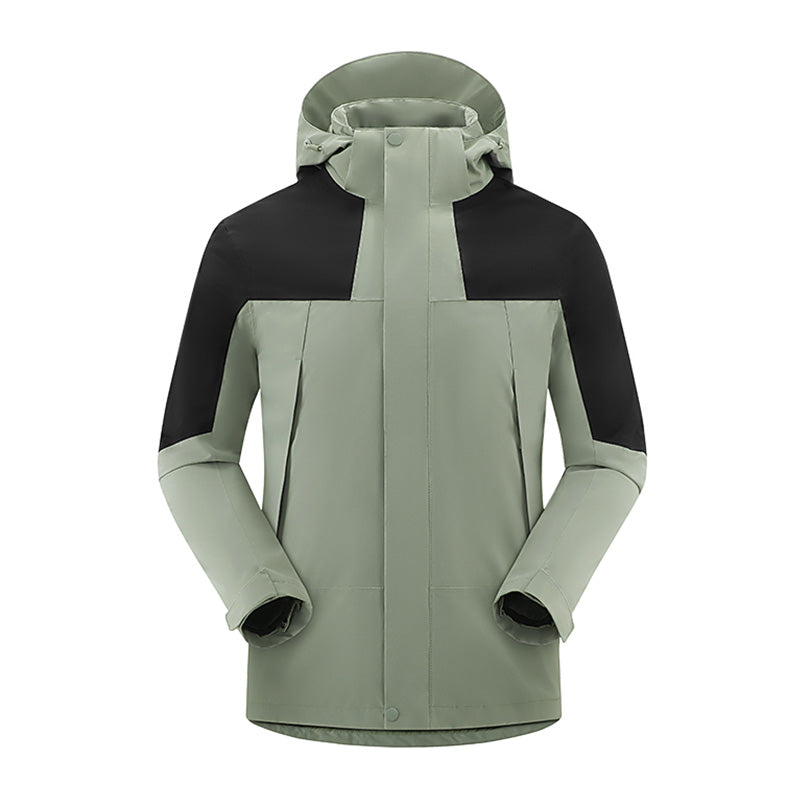 Removable Hooded Zipper Front Outdoor Warm Jacket