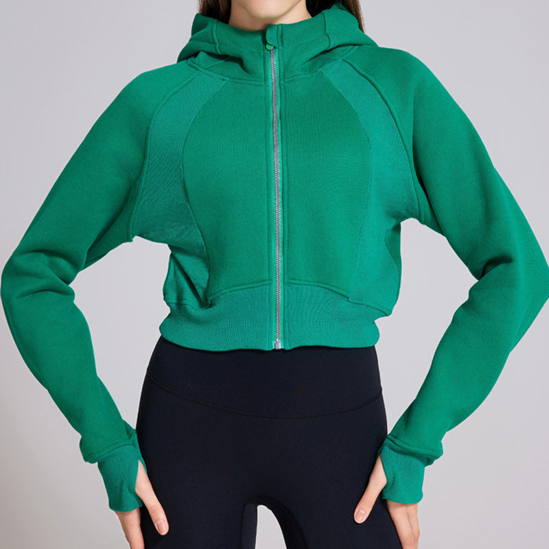 Thick and warm full zipper sports hooded jacket