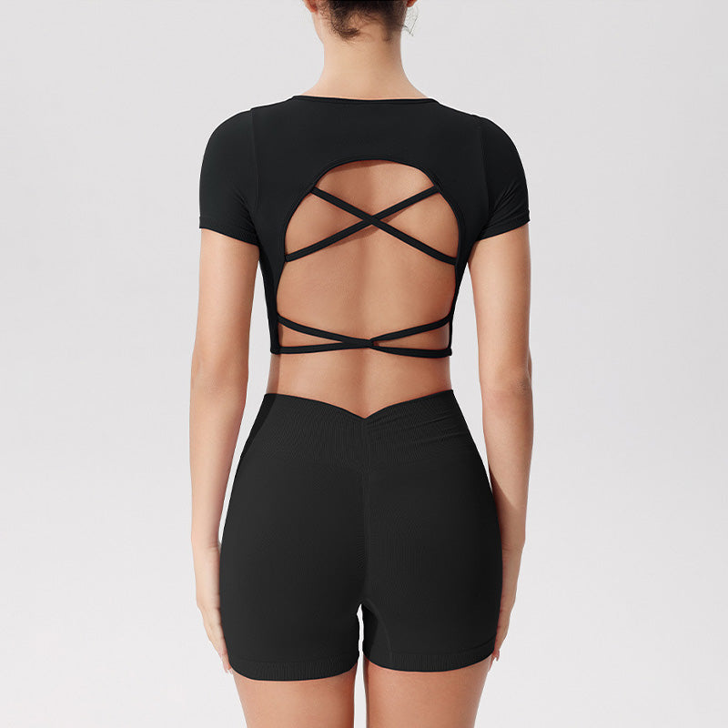 Seamless Cross Back Top + Shorts 2-Piece Set