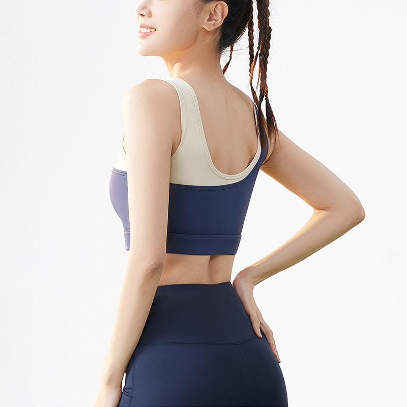 High Resilience Bicolor Ultra-soft Sports Crop Bra