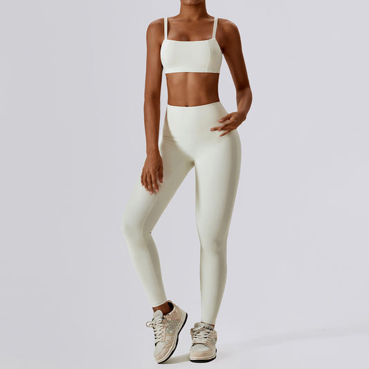 Ensemble 2 pièces soutien-gorge croisé dans le dos et leggings de sport