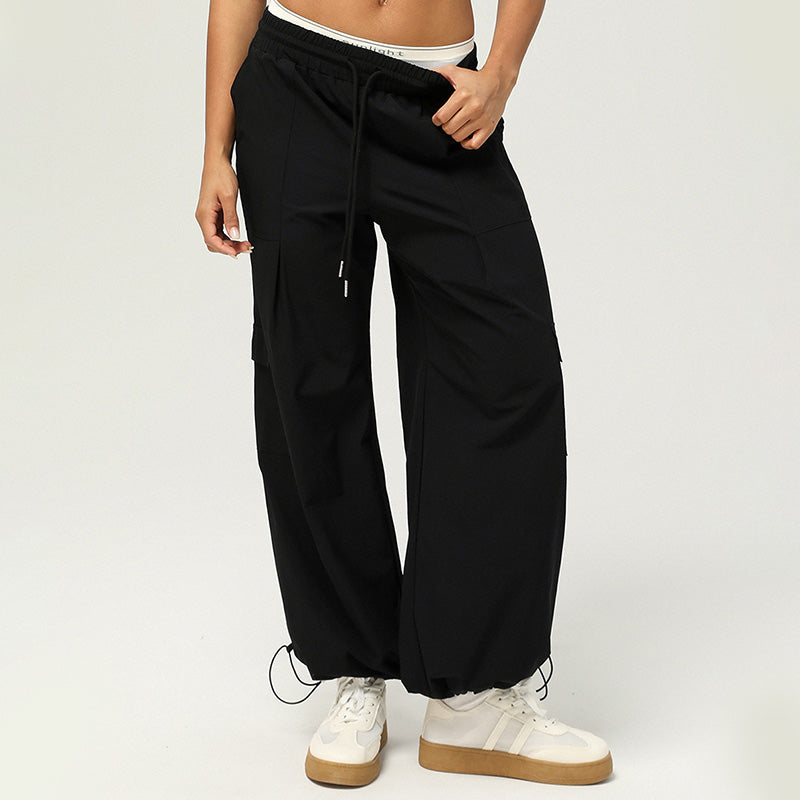 Drawstring loose Elastic Leg Cargo sports Pants